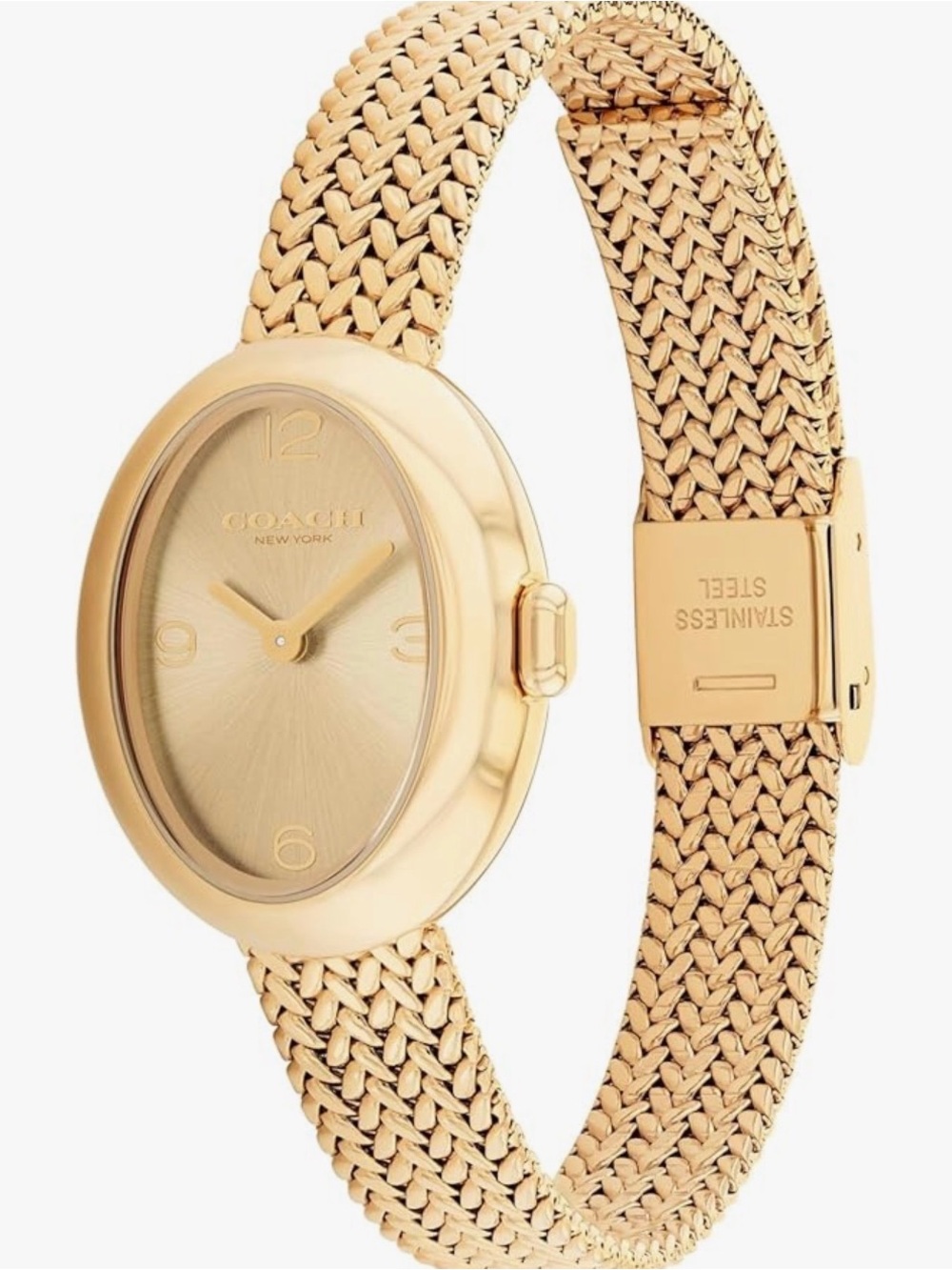 Coach Women's Gold Oval Mesh Bracelet Watch